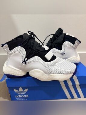 Youth Sz 5 Adidas Crazy BYW Sneakers New, White Blk Purple B41932 new in box